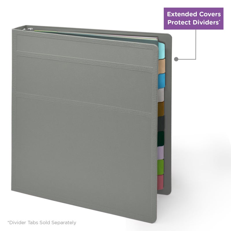 Carstens 1-Inch Heavy Duty 3-Ring Binder - Side Opening, Ash Gray, Durable Plastic, Precision No-Gap Rings, Waterproof Cover, No Pockets, Holds 125 US Letter Sheets, BPA-Free, Made in USA (8702-3R) - Image 5